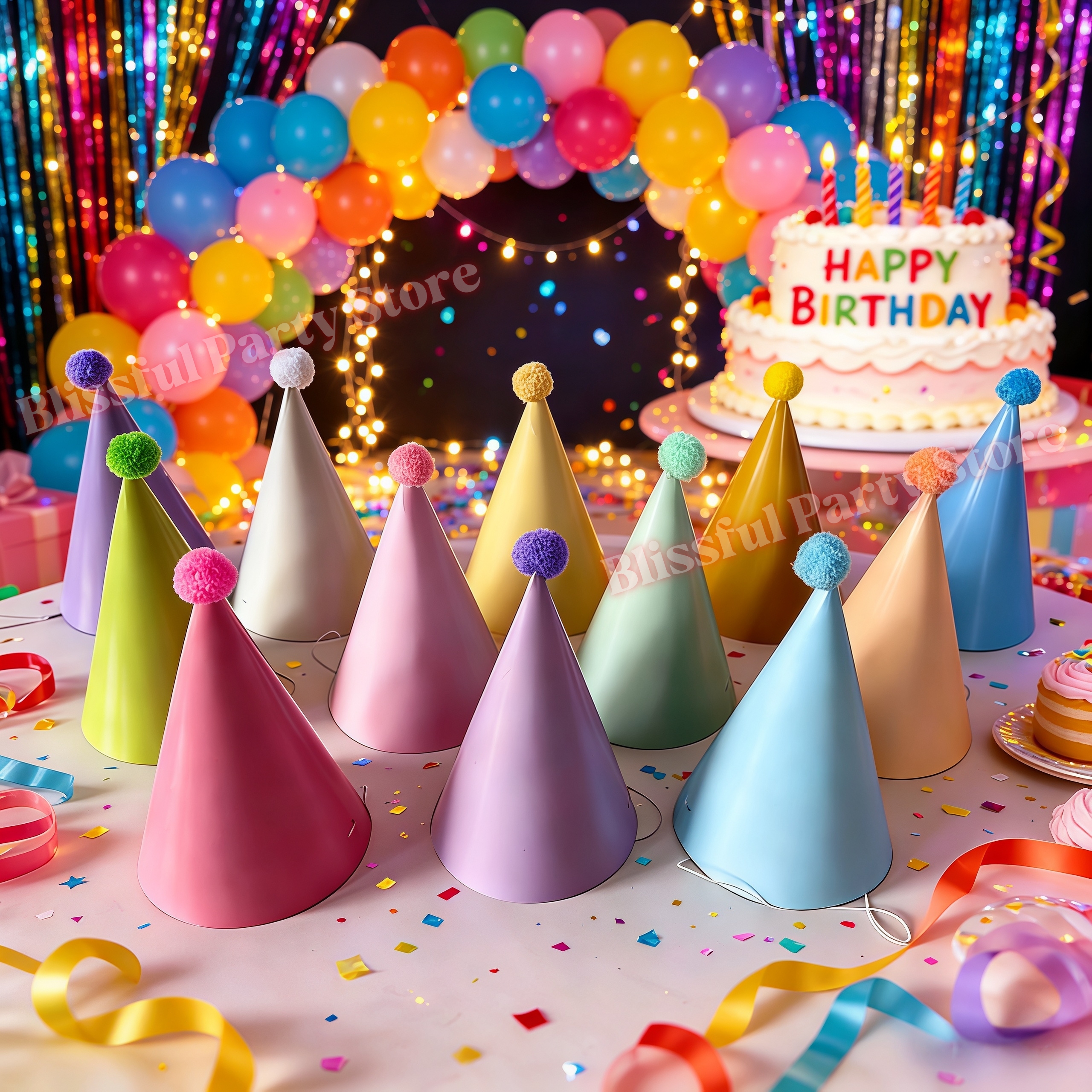 Colorful Birthday Party Hats M - مراجعة Party Hat Cone وسعره