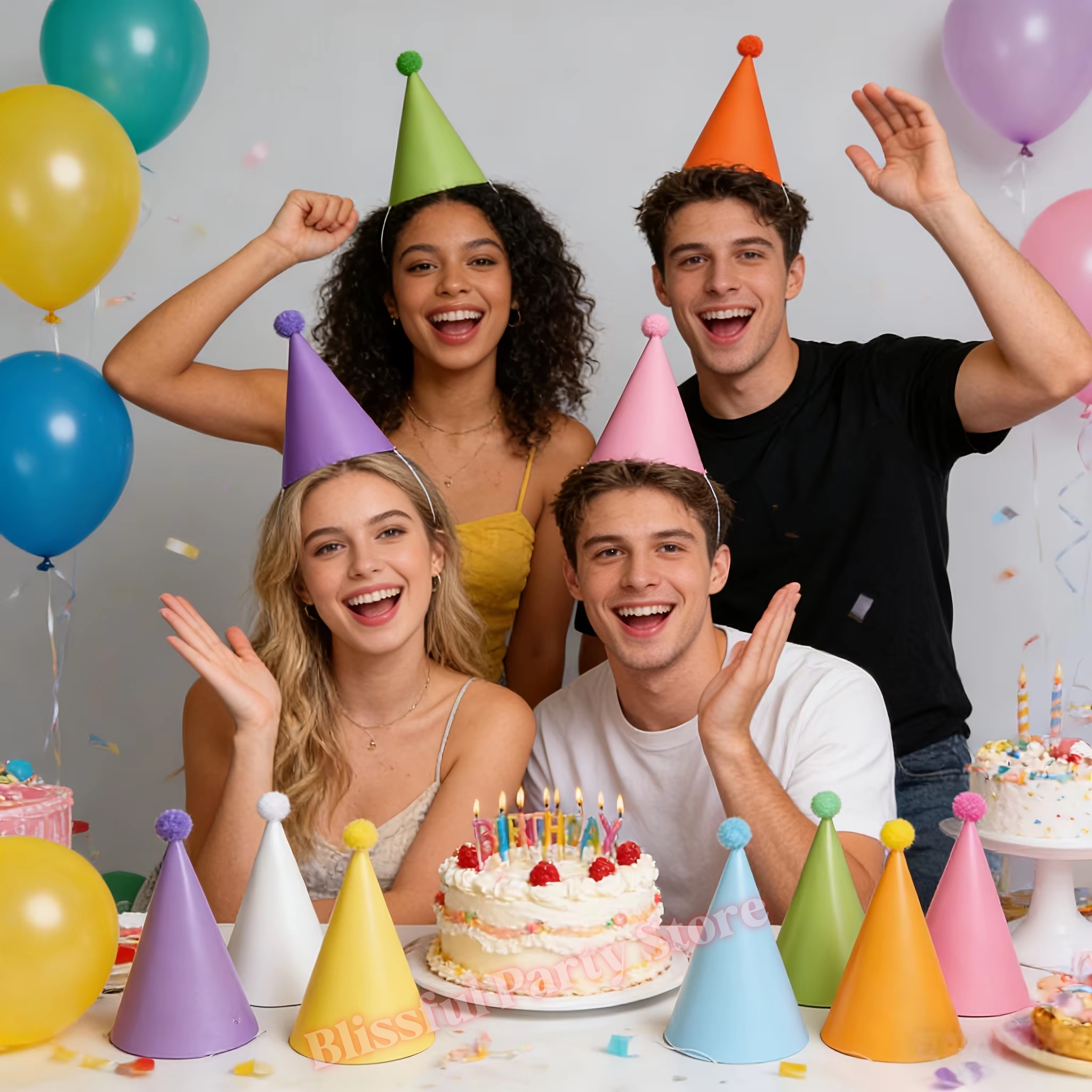 Colorful Birthday Party Hats M - مراجعة Party Hat Cone وسعره