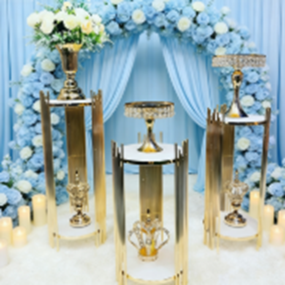 decoration gold metal walkway  - مراجعة Dessert Table Backdrop وسعره