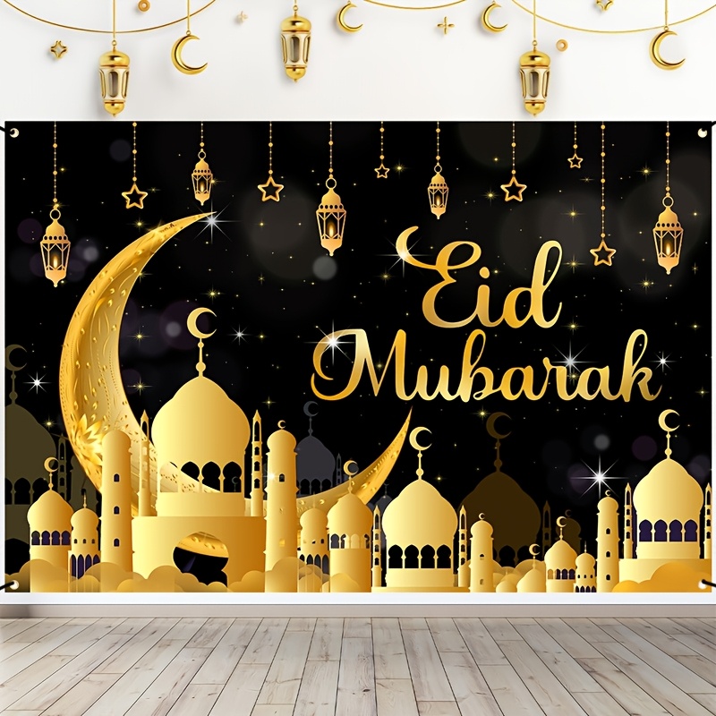 VIKAMA Eid Al Fitr Happy Backg - مراجعة Party Banner Gold وسعره