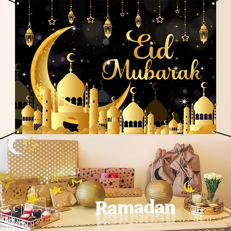 VIKAMA Eid Al Fitr Happy Backg - مراجعة Party Banner Gold وسعره