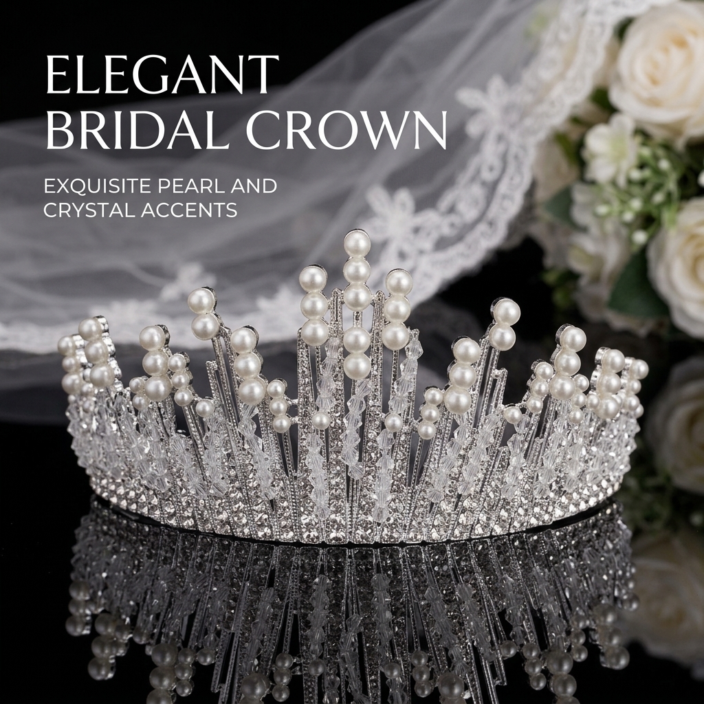 Bridal Pearl Crown Headpiece E - مراجعة Event & Party Supply وسعره
