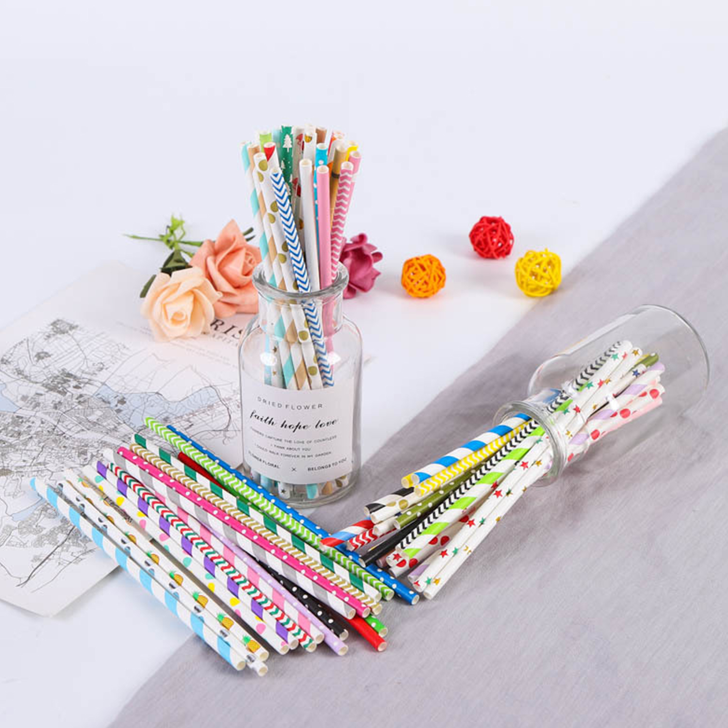 25 Pcs Colorful Disposable Pap - مراجعة Paper Straw Color وسعره