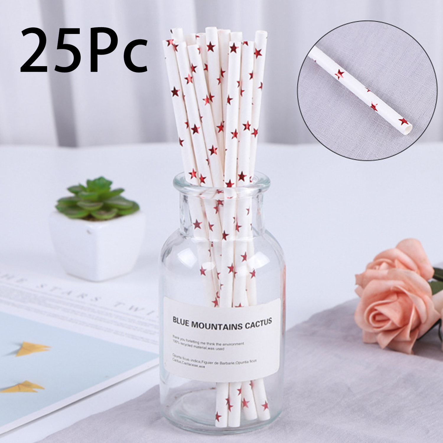 25 Pcs Colorful Disposable Pap - مراجعة Paper Straw Color وسعره