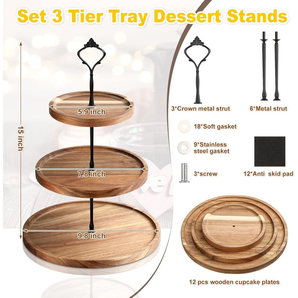 3 Set 3 Tier Wood Cupcake Stan - مراجعة Cupcake Stand Tier وسعره