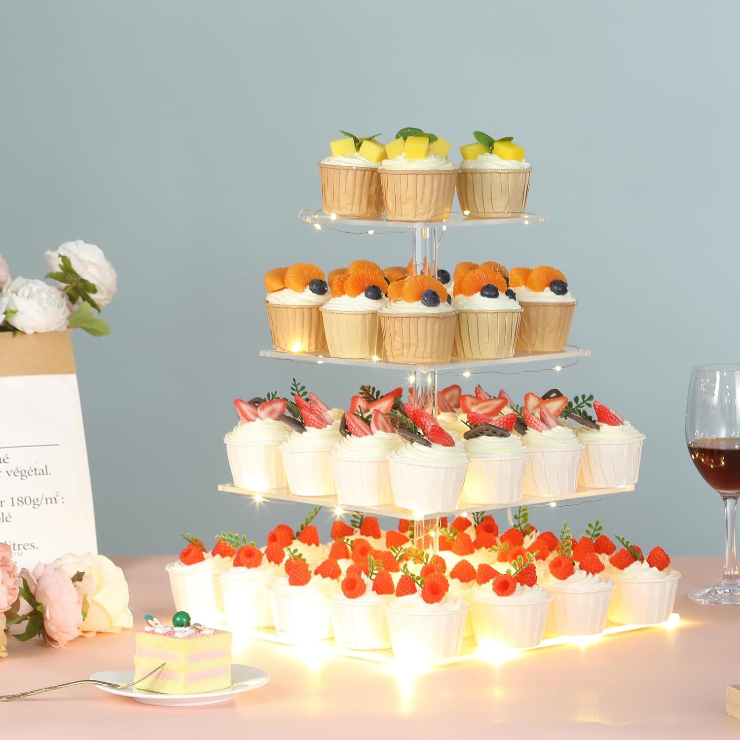 4 Tier Premium Acrylic Cupcake - مراجعة Cupcake Stand Tier وسعره