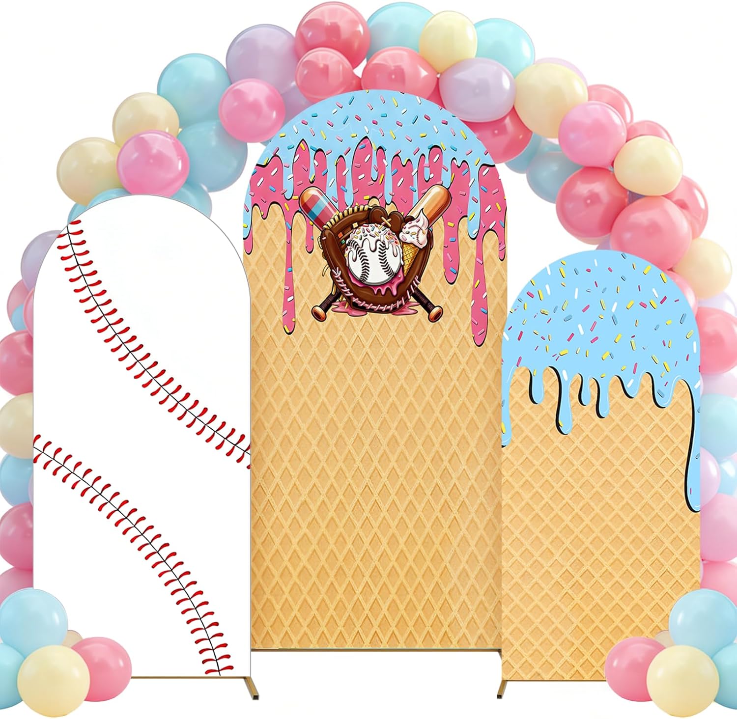 Baseball Ice Cream Drip Arch B - مراجعة Dessert Table Backdrop وسعره