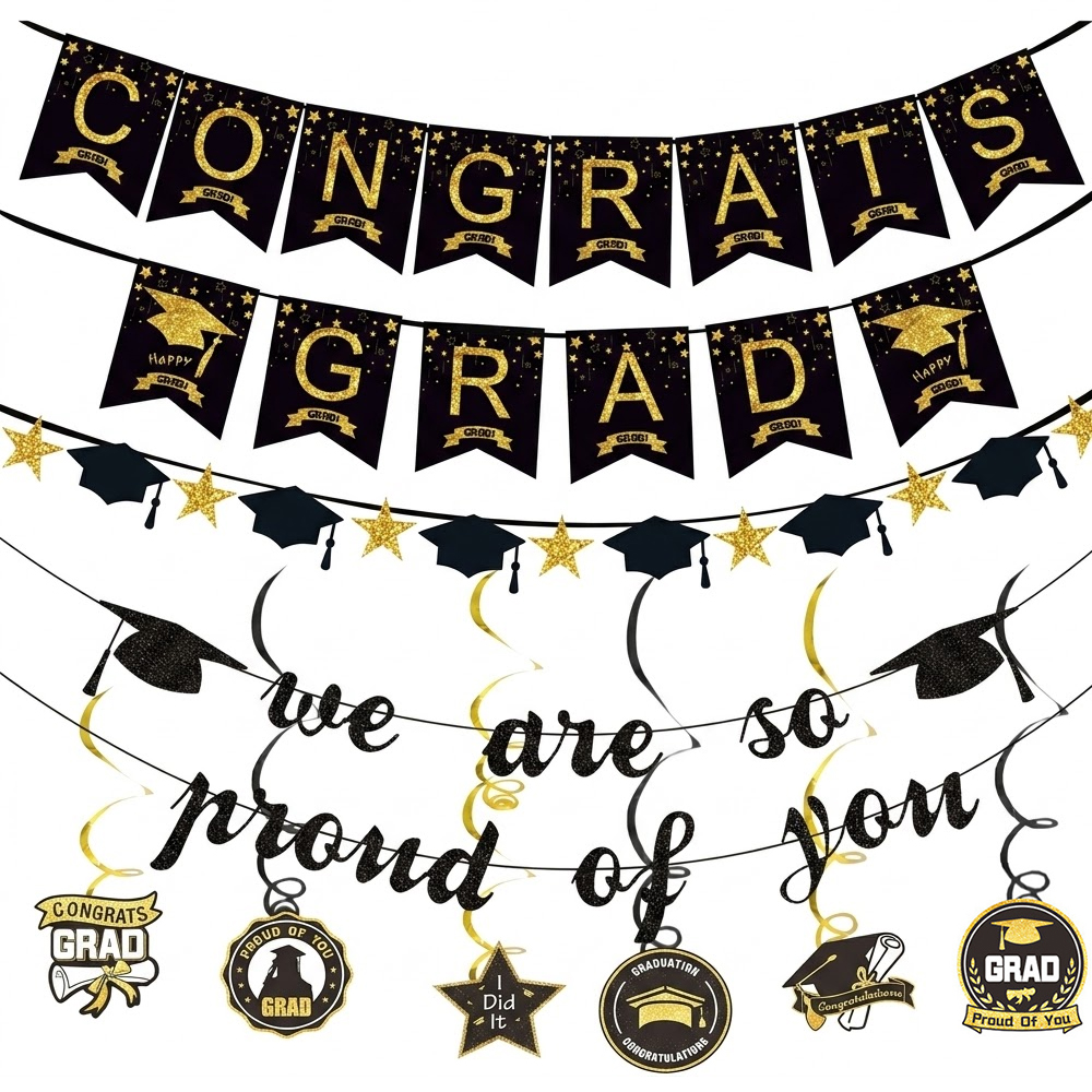 Graduation Party Decoration Se - مراجعة Party Banner Gold وسعره