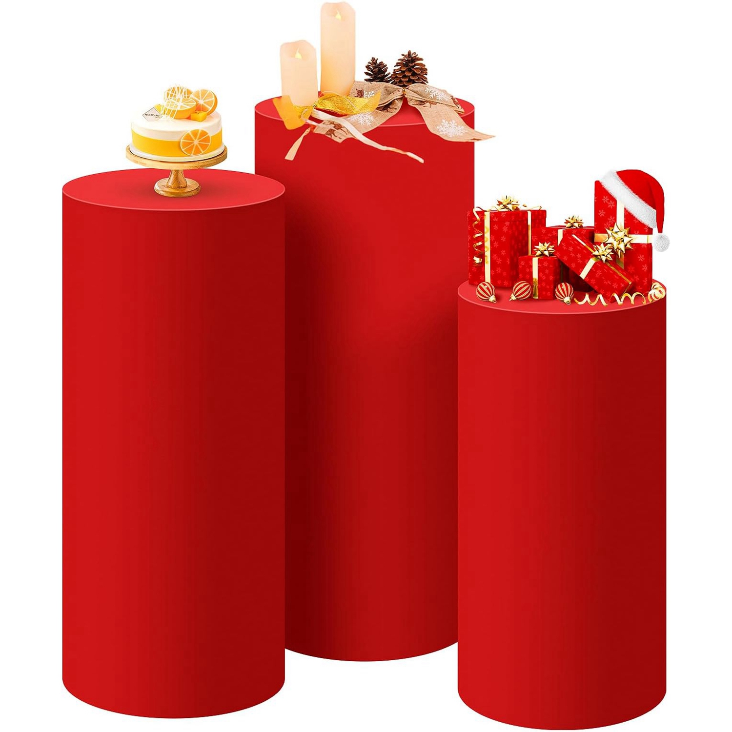 Yeele Red Cylinder Stand Cover - مراجعة Dessert Table Backdrop وسعره