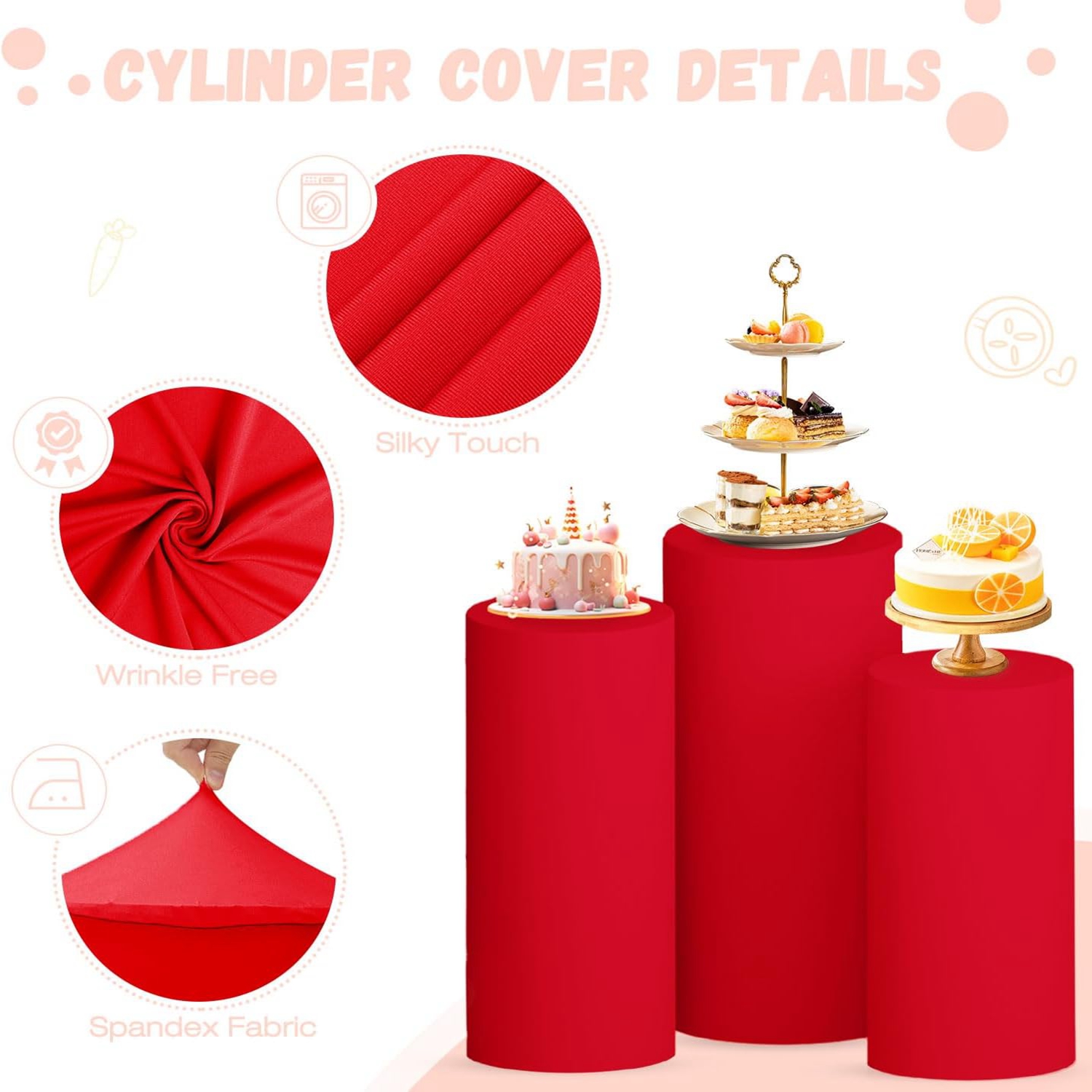Yeele Red Cylinder Stand Cover - مراجعة Dessert Table Backdrop وسعره
