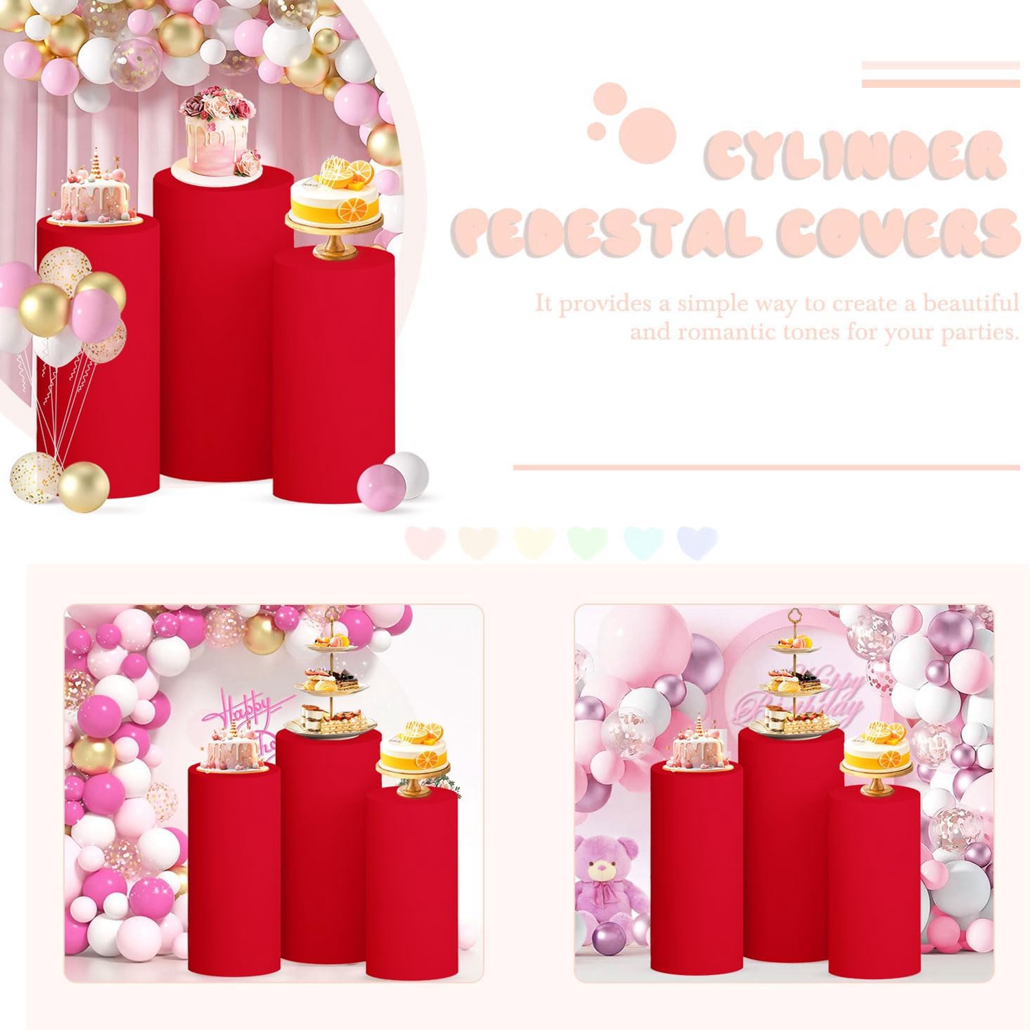 Yeele Red Cylinder Stand Cover - مراجعة Dessert Table Backdrop وسعره