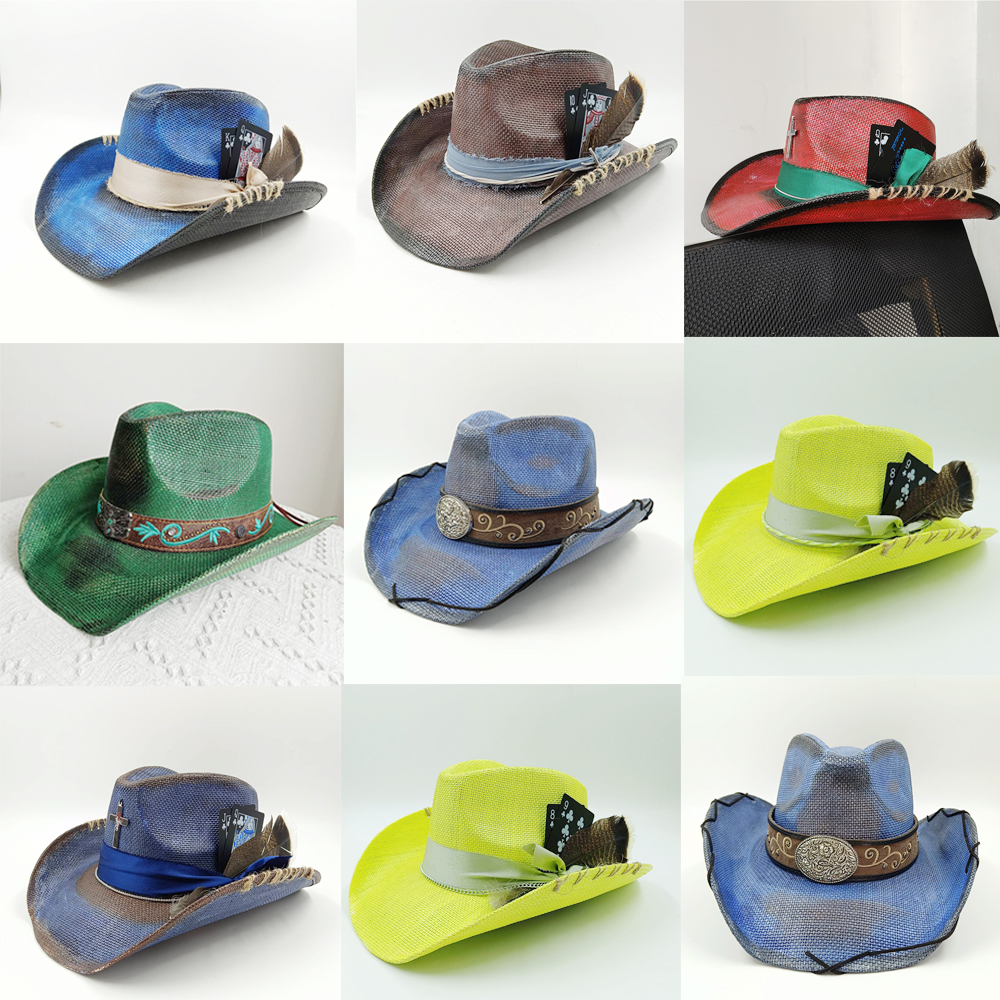 Western summer cowboy hat stra - مراجعة Paper Straw Color وسعره