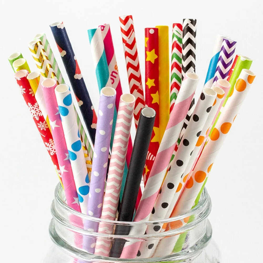 100 Bulk Packed Paper Straws P - مراجعة Paper Straw Color وسعره