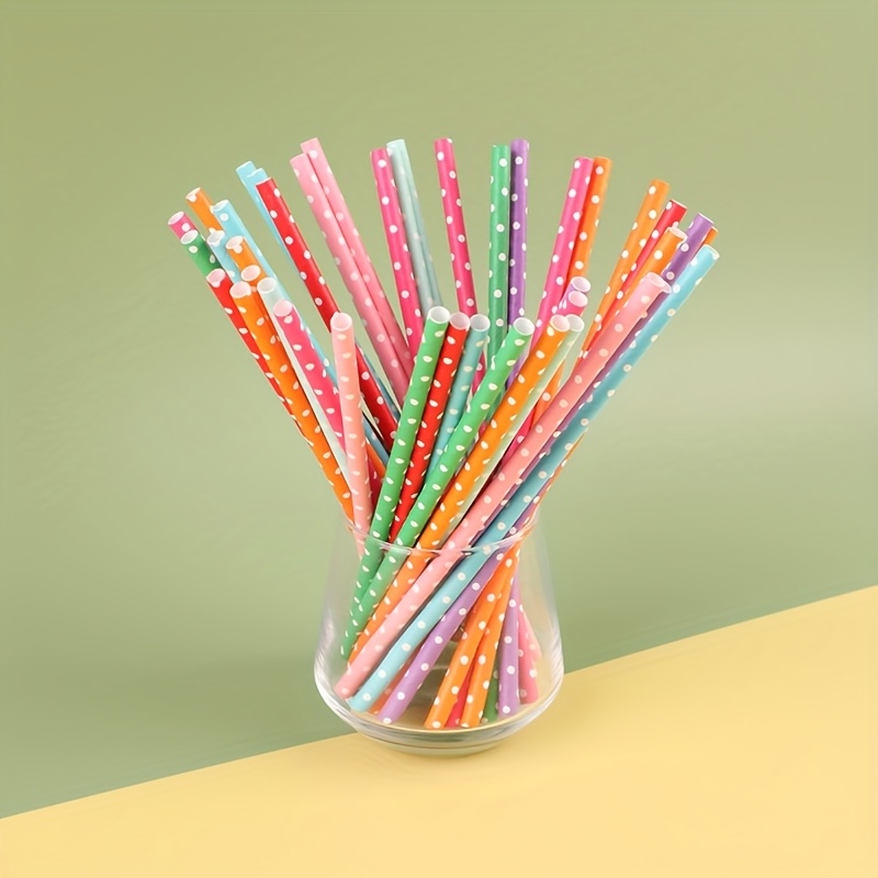 100pcs colorful disposable pap - مراجعة Paper Straw Color وسعره