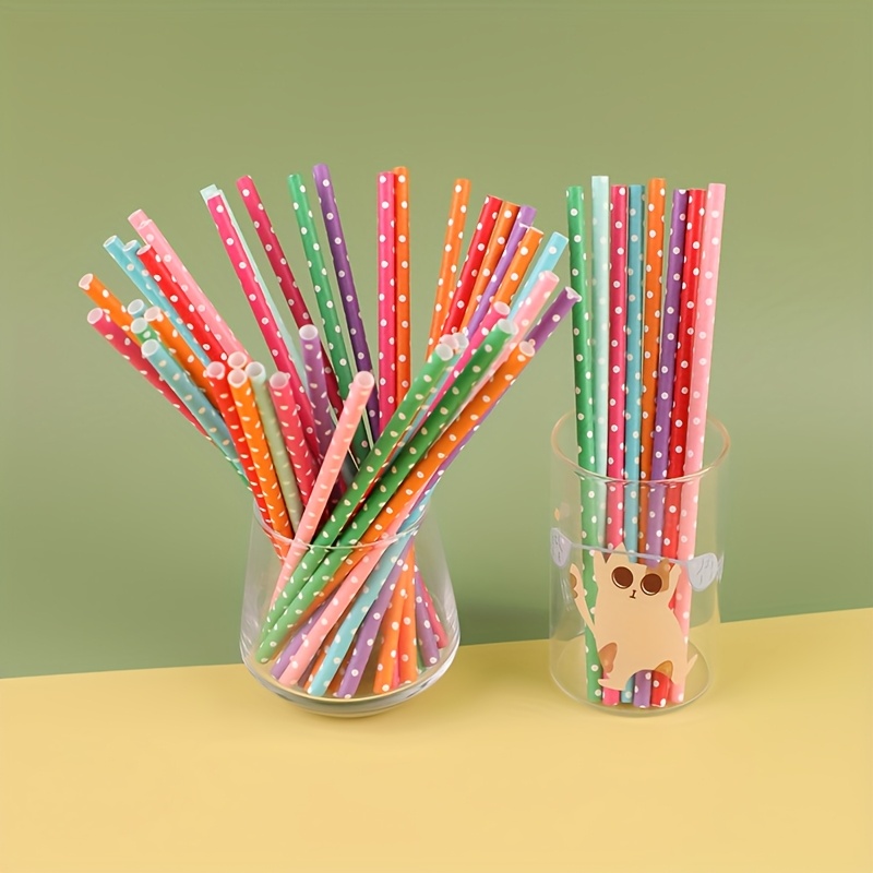 100pcs colorful disposable pap - مراجعة Paper Straw Color وسعره