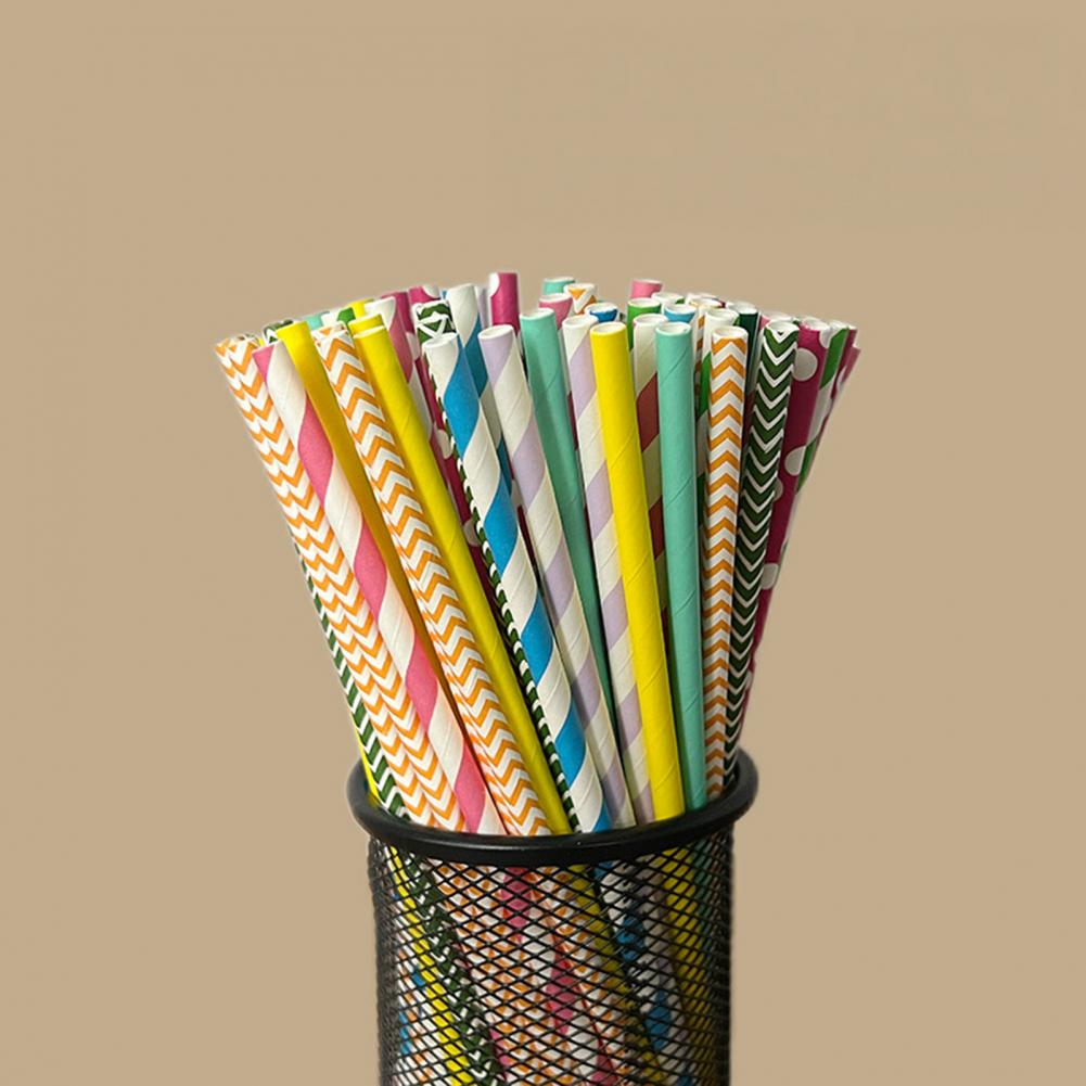 100Pcs Colorful Striped Print  - مراجعة Paper Straw Color وسعره