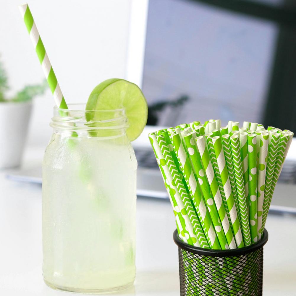 100Pcs Colorful Striped Print  - مراجعة Paper Straw Color وسعره