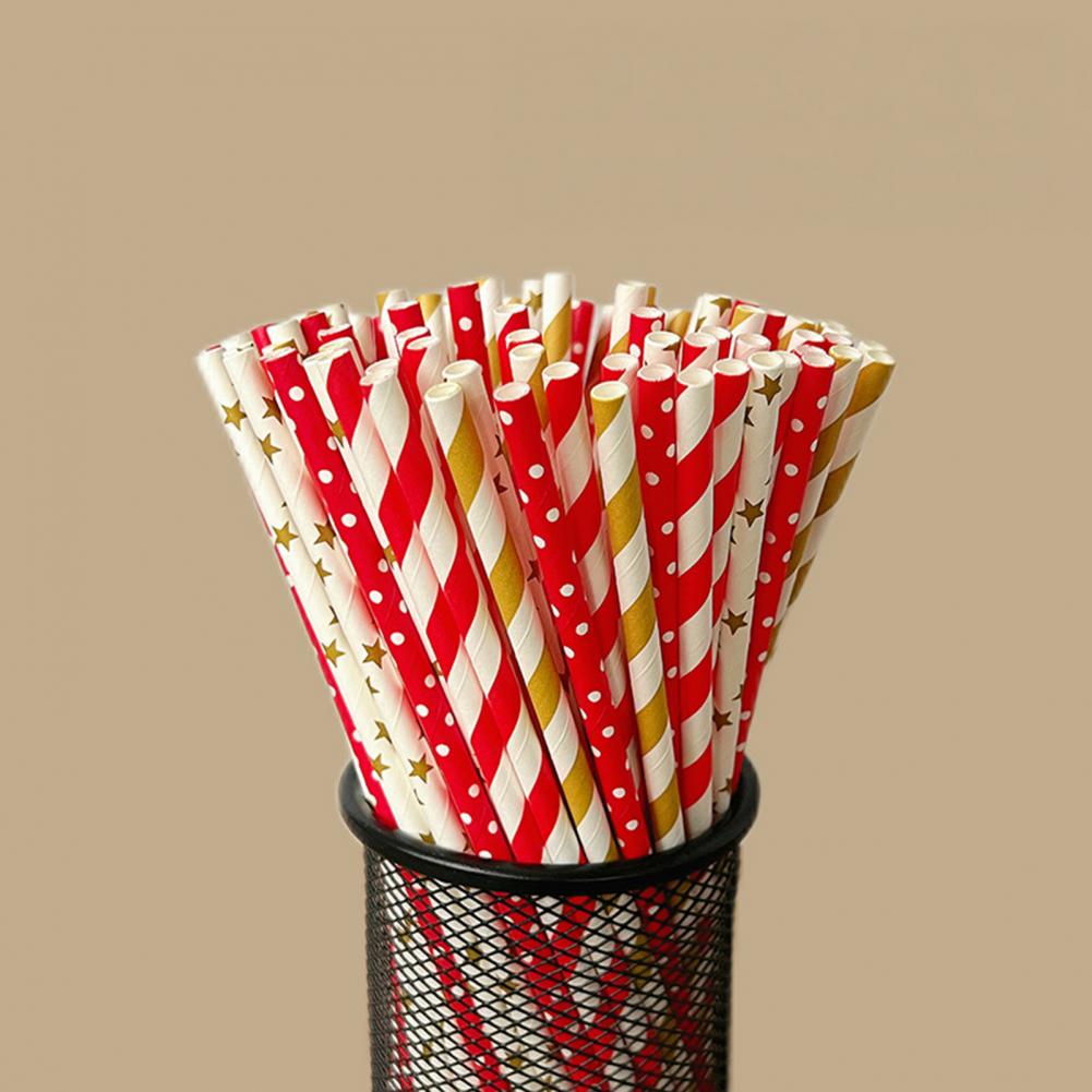 100Pcs Colorful Striped Print  - مراجعة Paper Straw Color وسعره