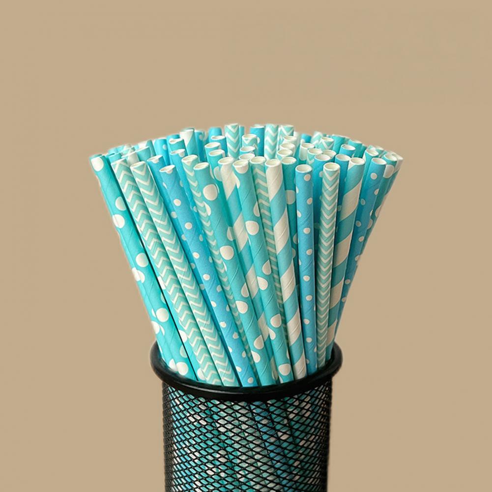 100Pcs Colorful Striped Print  - مراجعة Paper Straw Color وسعره