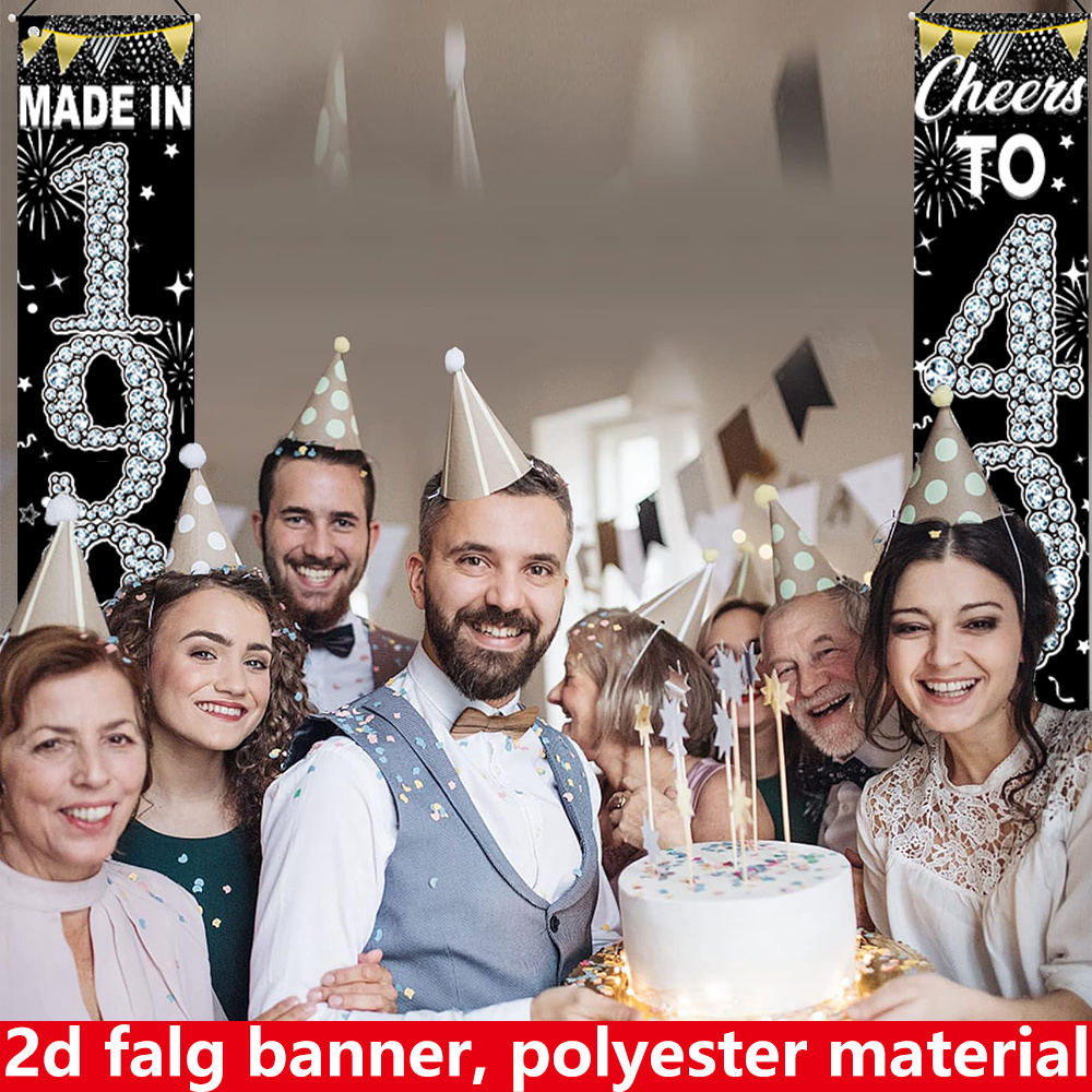2Pcs 2D Flat 40th Birthday Ban - مراجعة Party Banner Gold وسعره