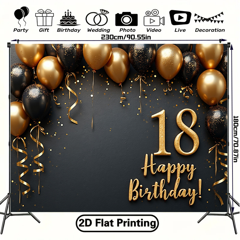 2D 1Pc Black & Gold Balloons B - مراجعة Party Banner Gold وسعره