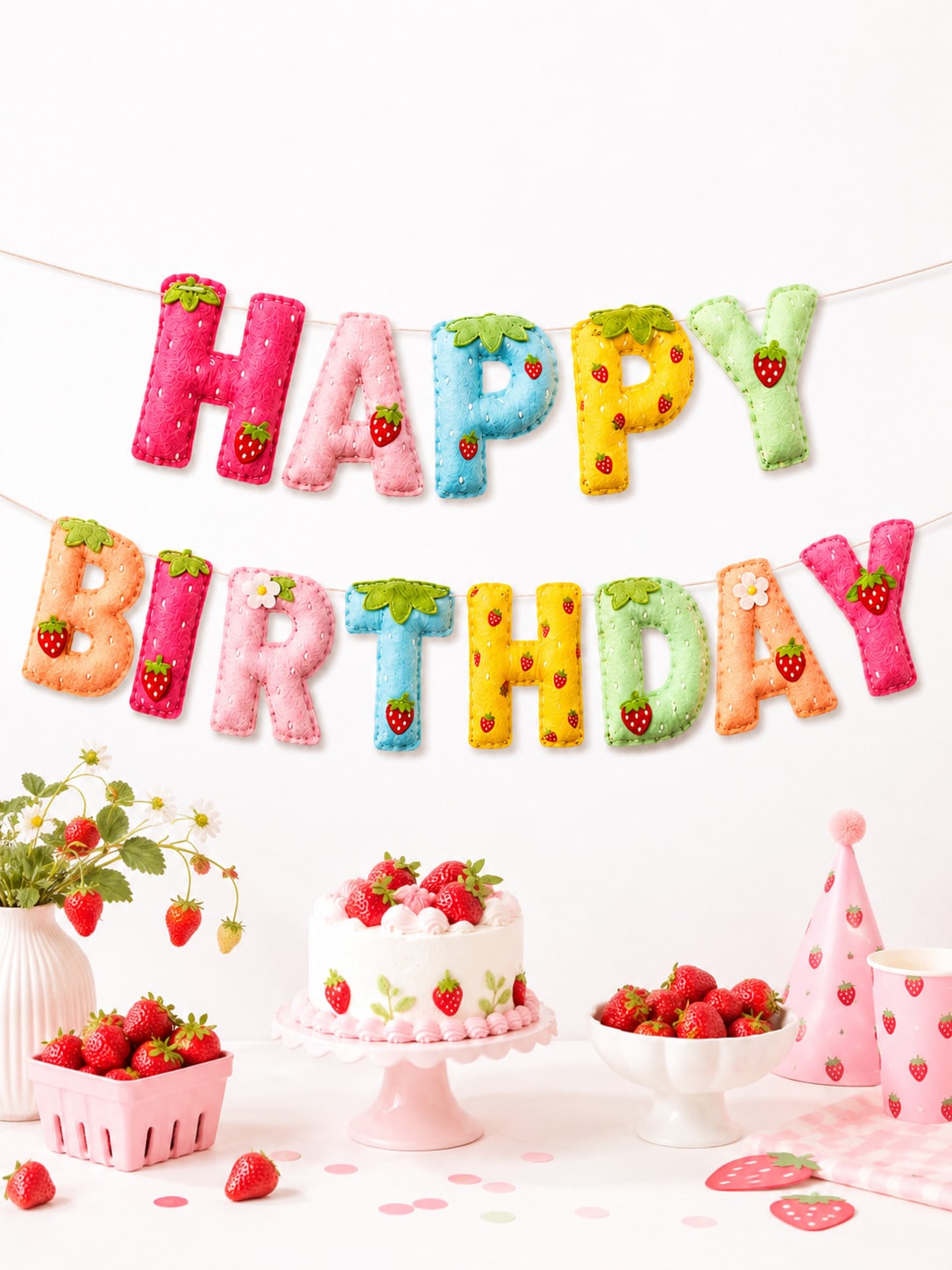 Strawberry Theme Happy Birthda - مراجعة Dessert Table Backdrop وسعره