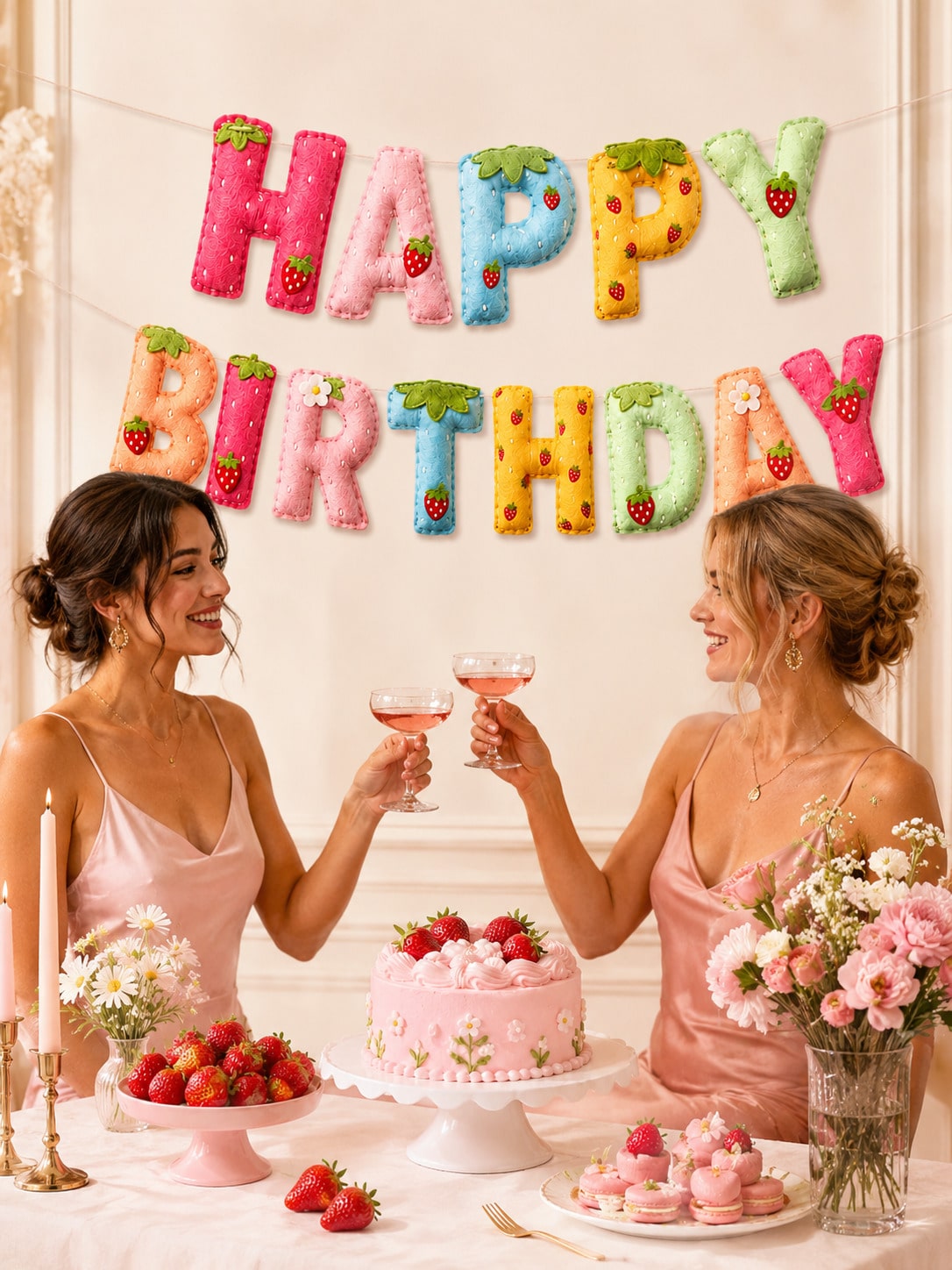Strawberry Theme Happy Birthda - مراجعة Dessert Table Backdrop وسعره
