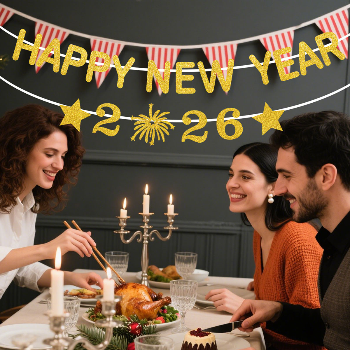 1Set 2026 Happy New Year Decor - مراجعة Party Banner Gold وسعره