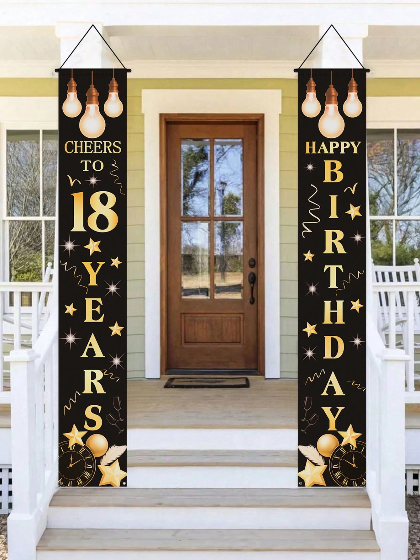 1 Pair of 18Th Birthday Celebr - مراجعة Party Banner Gold وسعره