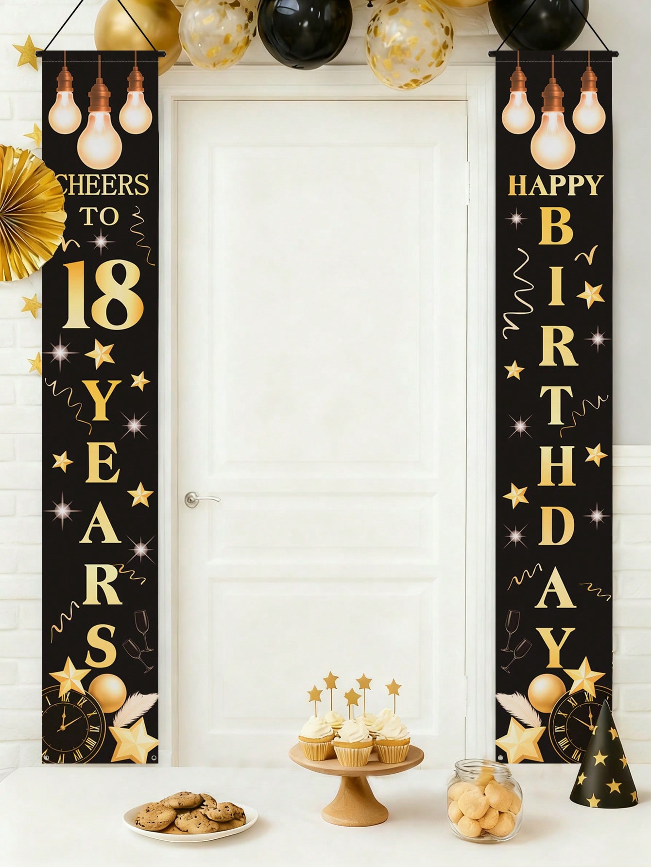 1 Pair of 18Th Birthday Celebr - مراجعة Party Banner Gold وسعره
