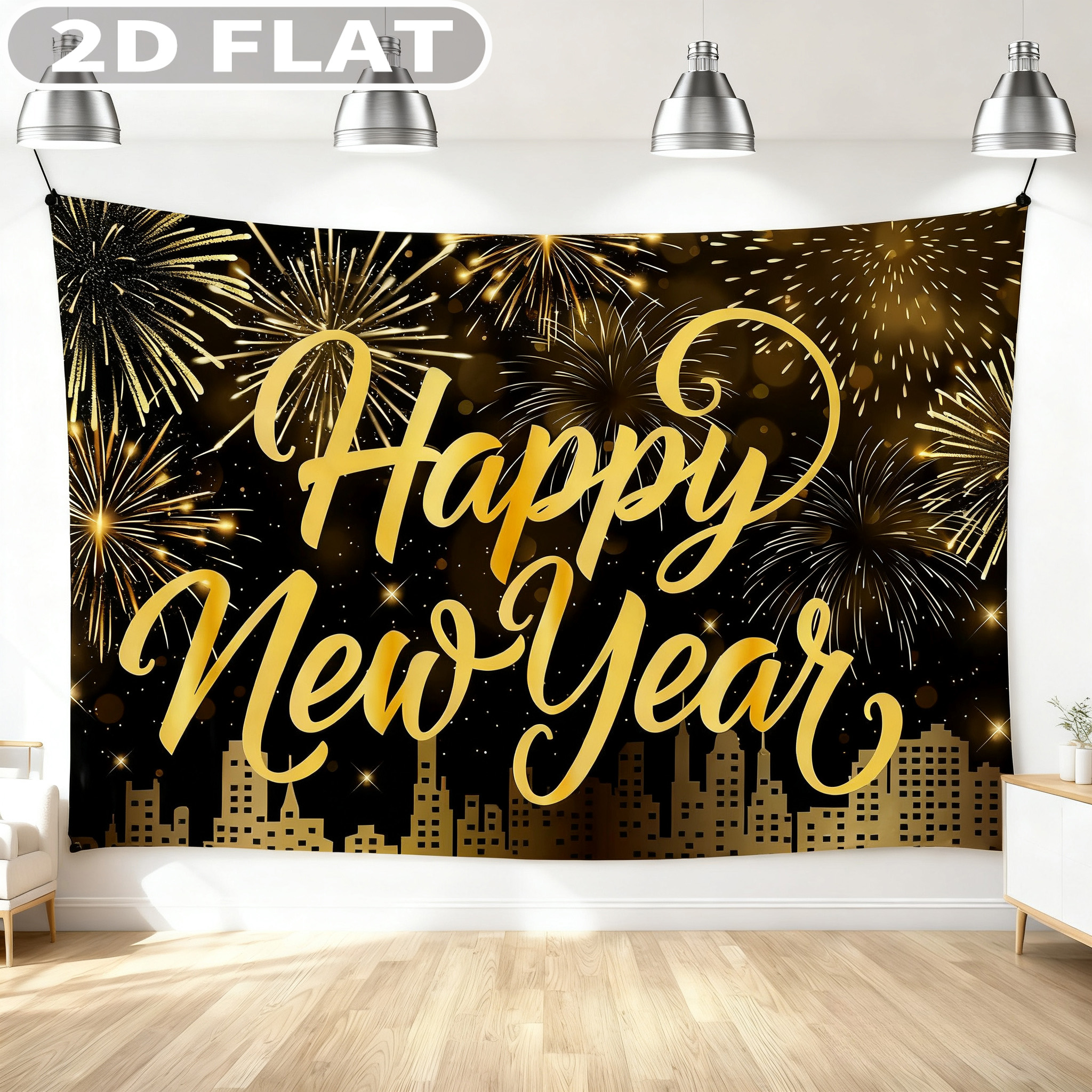 1pc Happy New Year Party Photo - مراجعة Party Banner Gold وسعره