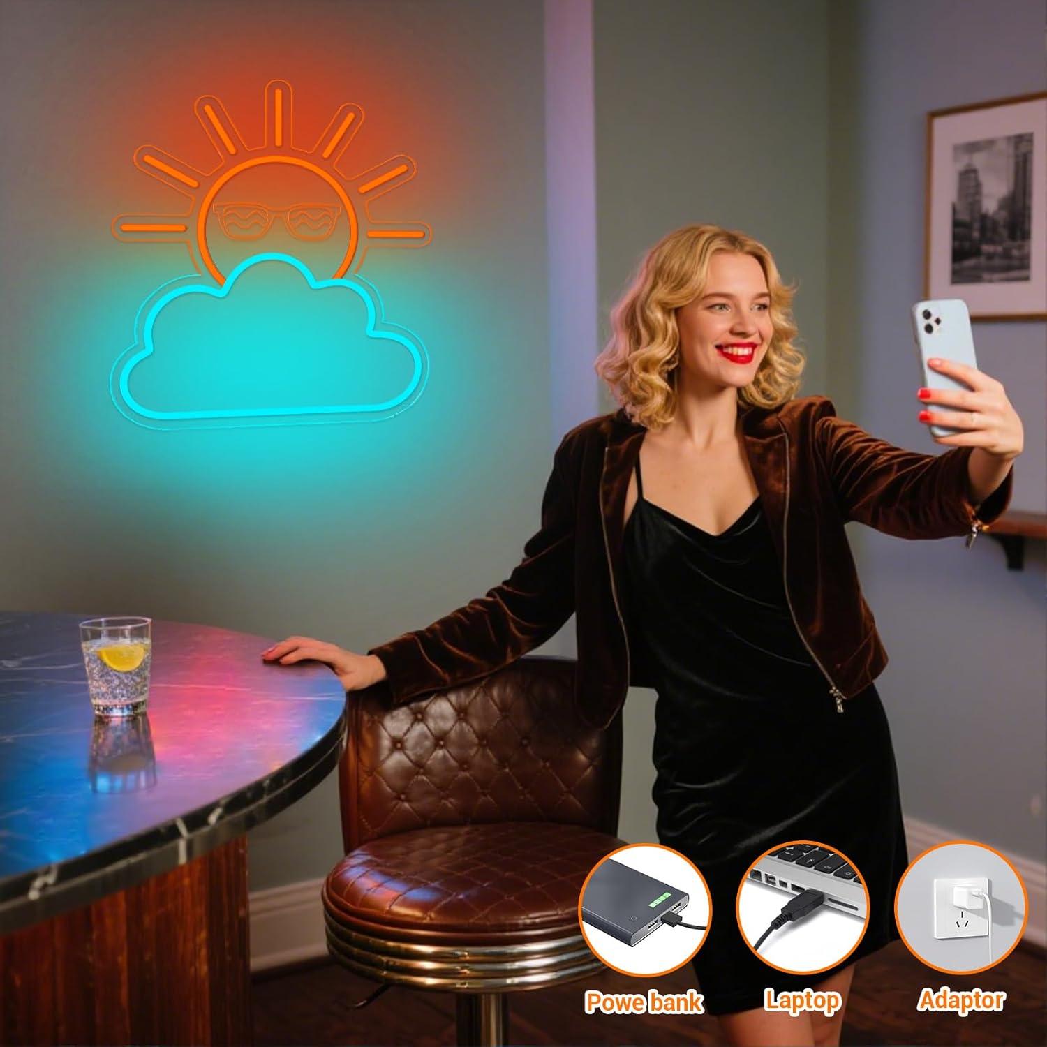Sunrise Sunset Neon Sign USB P - مراجعة Neon Sign Party وسعره