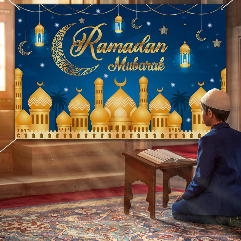 VIKAMA Ramadan Mubarak Blue Go - مراجعة Party Banner Gold وسعره