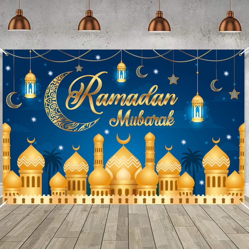 VIKAMA Ramadan Mubarak Blue Go - مراجعة Party Banner Gold وسعره