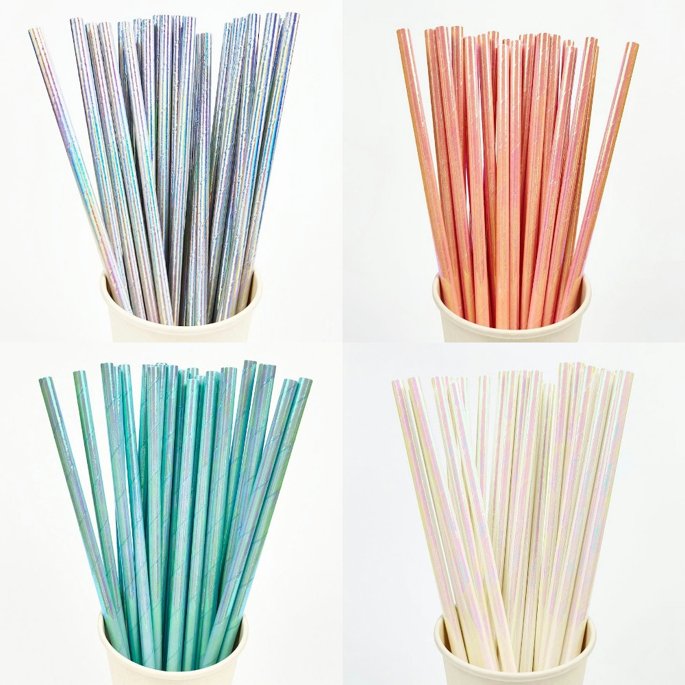 25Pcs Pearlescent Bronzing Pap - مراجعة Paper Straw Color وسعره