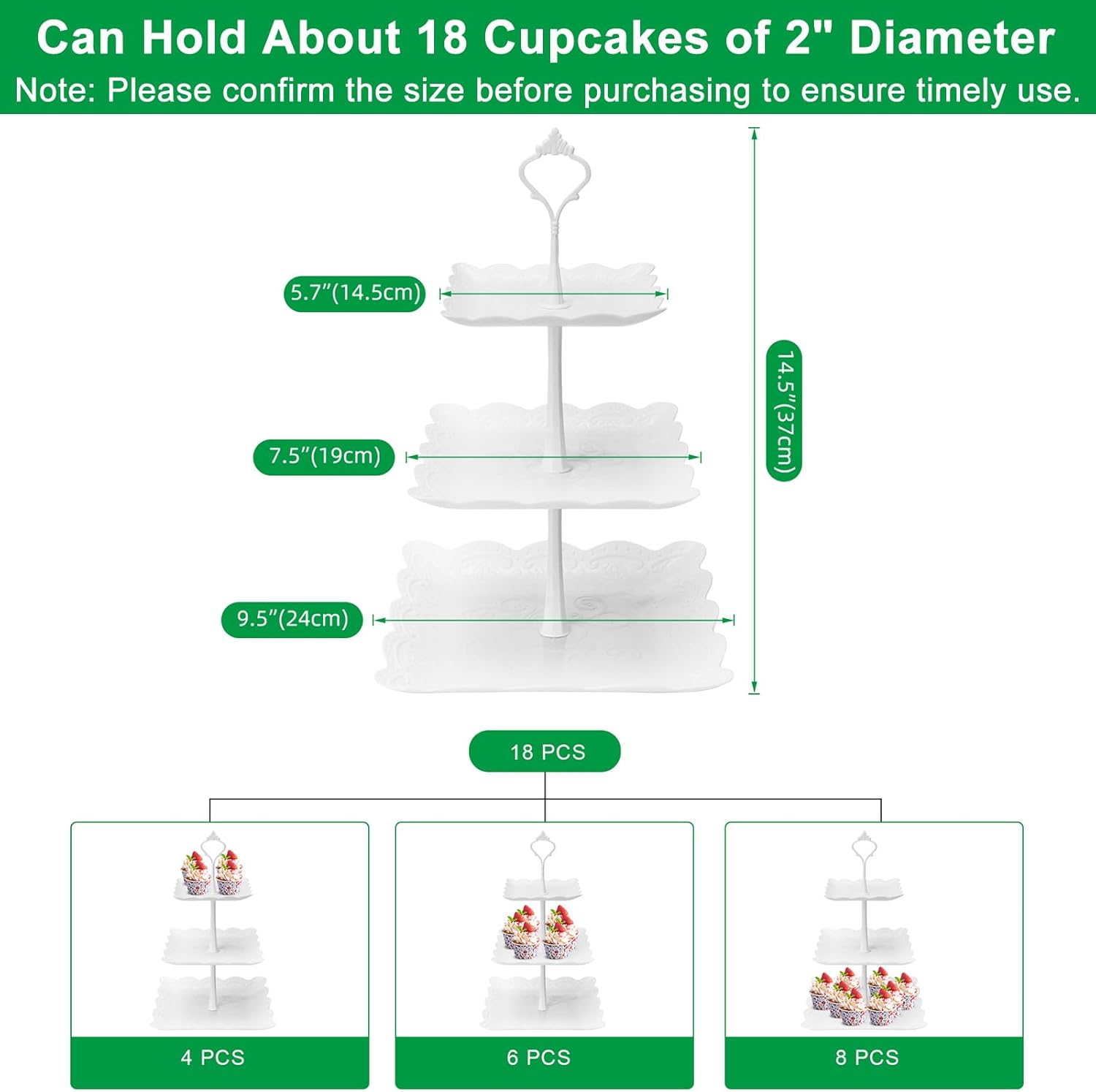 3 Tier Cupcake Stand, Plastic  - مراجعة Cupcake Stand Tier وسعره