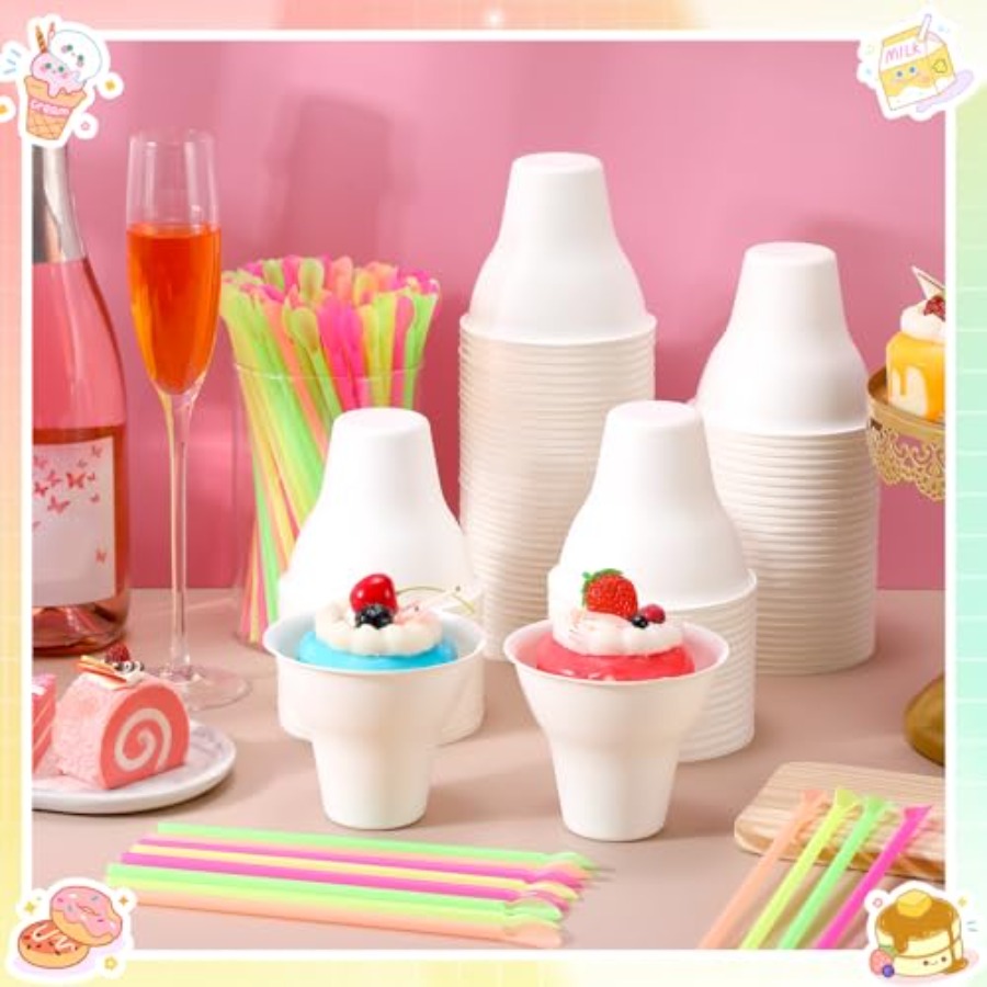 Set Snow Cone Cups and Straws  - مراجعة Paper Straw Color وسعره