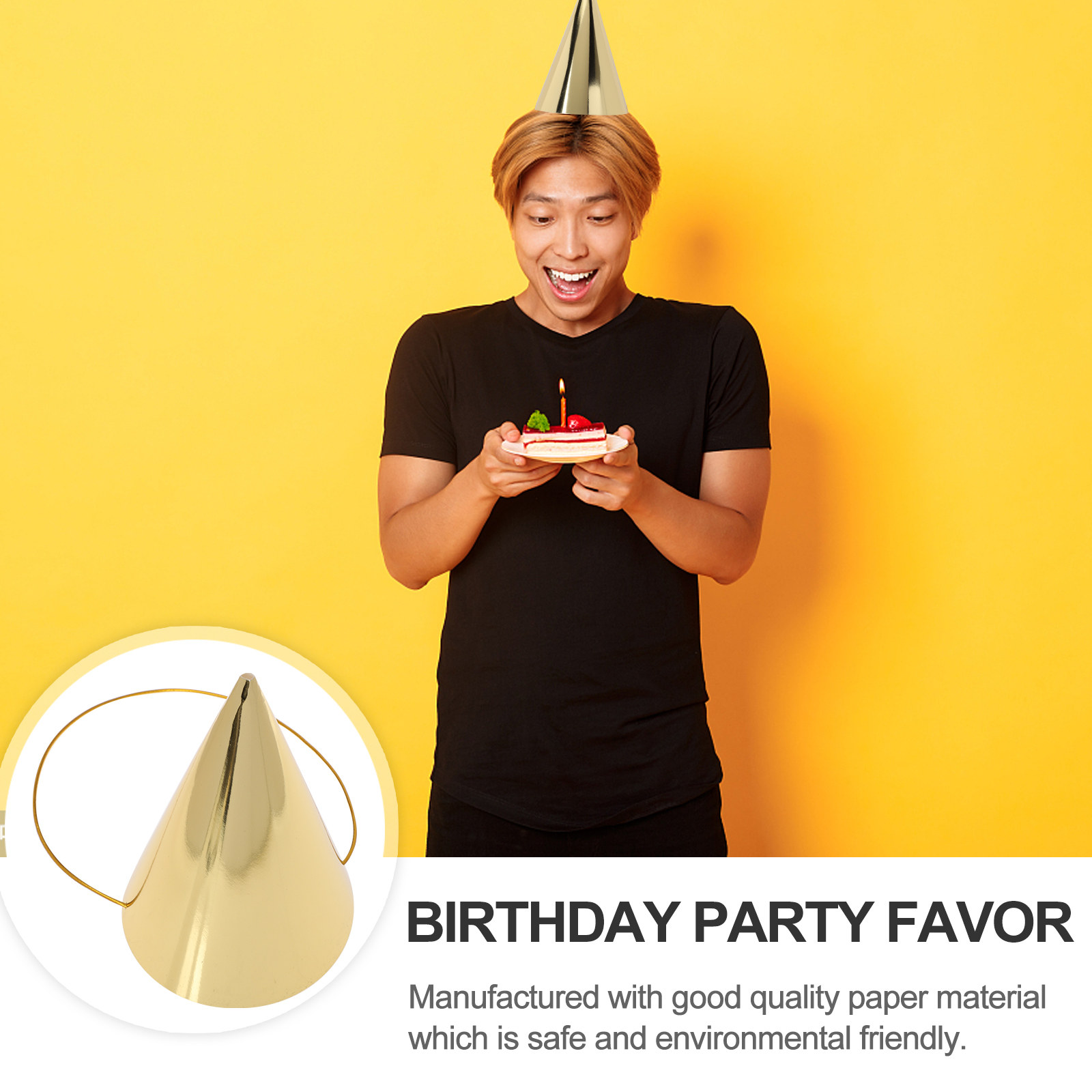 8Pcs Birthday Party Hats Gold  - مراجعة Party Hat Cone وسعره