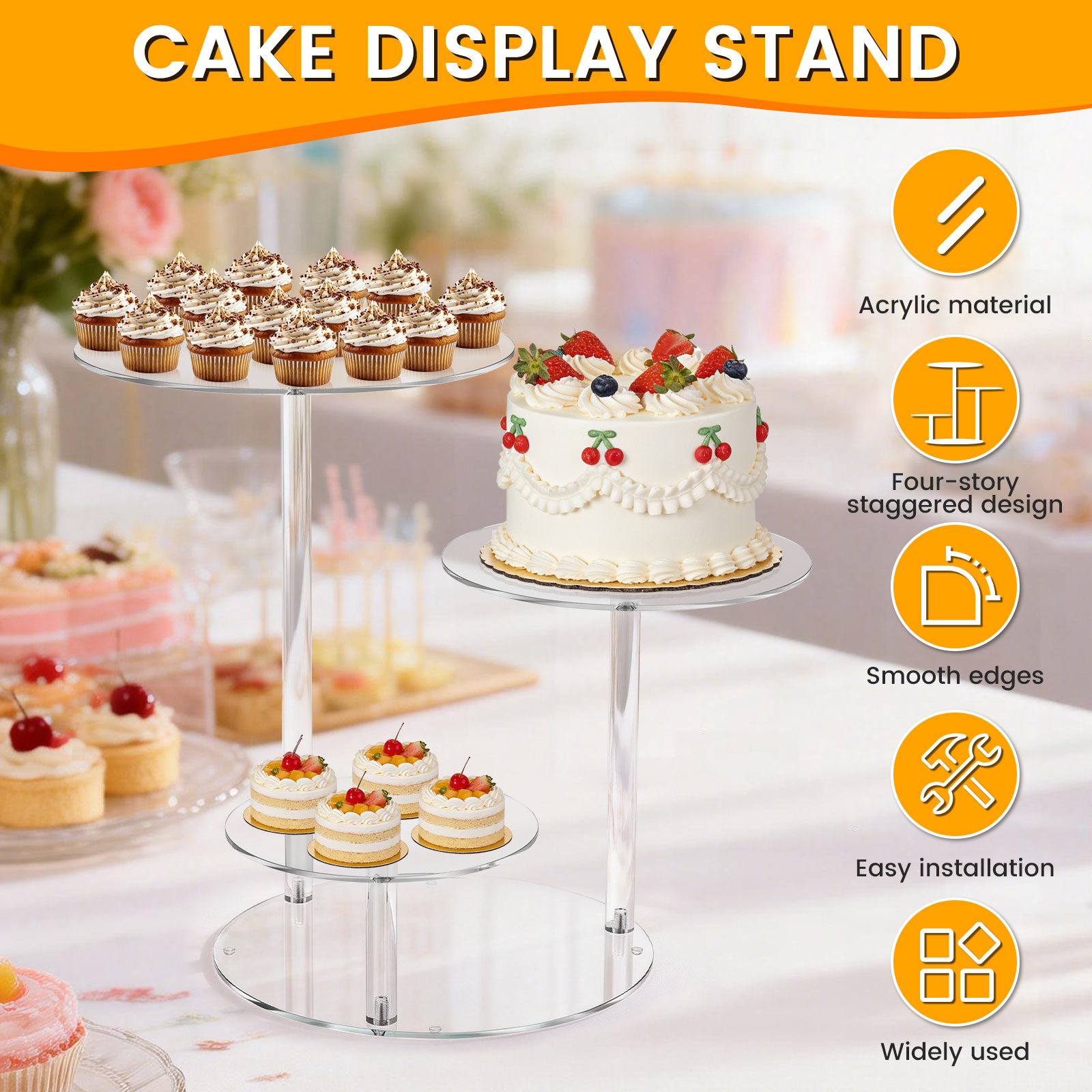 4 Tier Cake Stand Acrylic Tran - مراجعة Cupcake Stand Tier وسعره