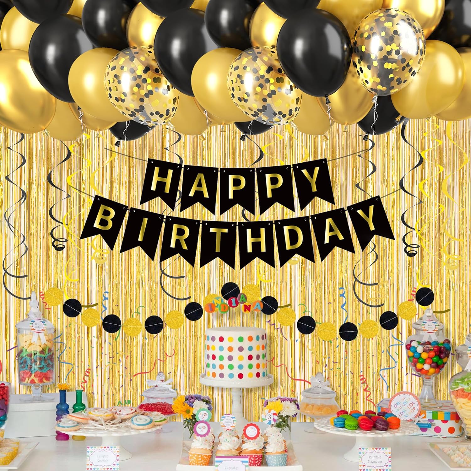 Black Gold Happy Birthday Deco - مراجعة Party Banner Gold وسعره
