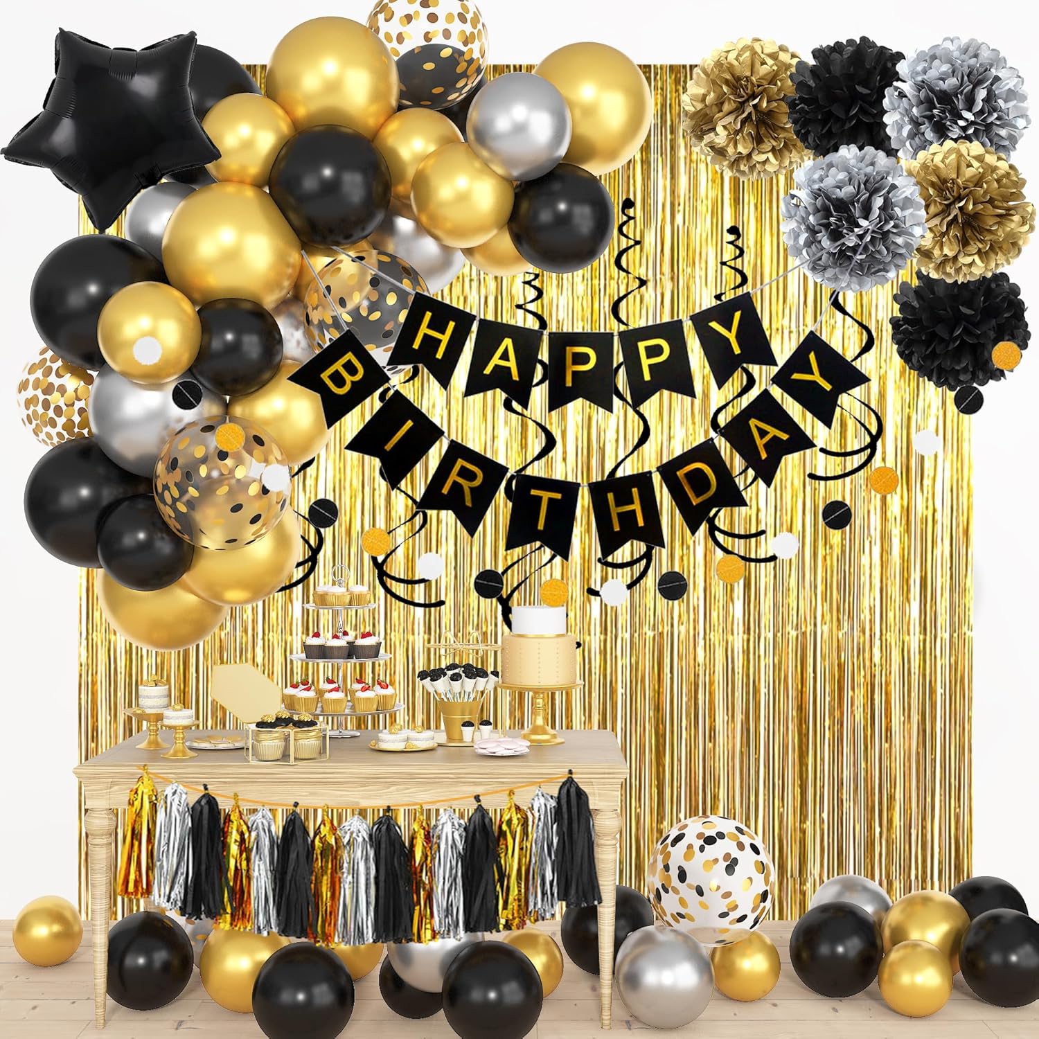 Black Gold Happy Birthday Deco - مراجعة Party Banner Gold وسعره