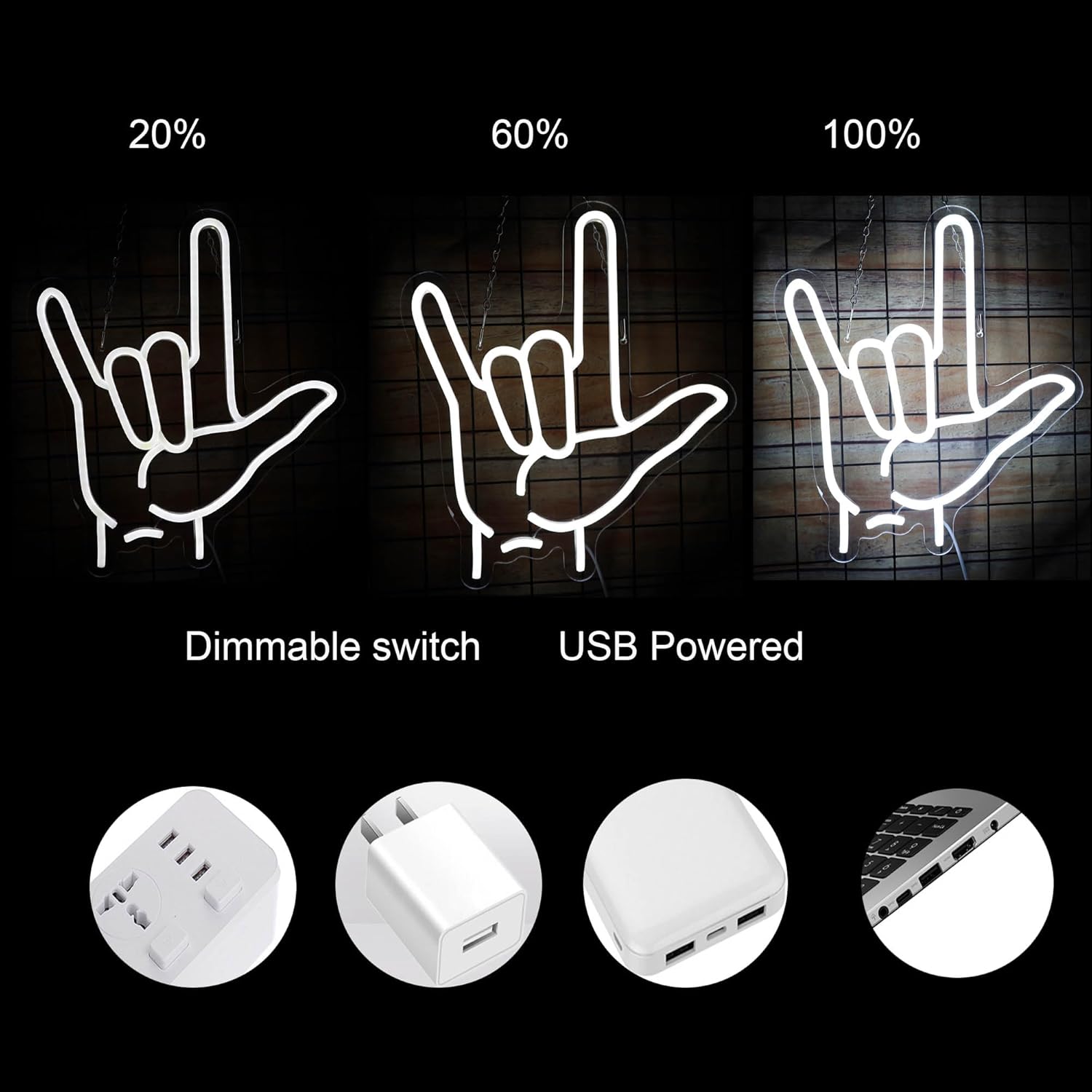 Hand Gesture Neon Sign I Love  - مراجعة Neon Sign Party وسعره