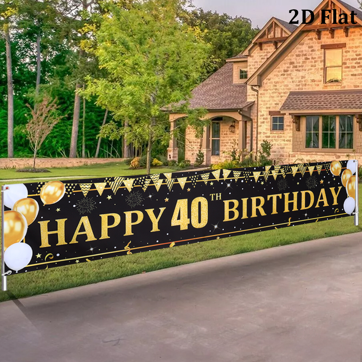 Black Gold Balloons Flags Happ - مراجعة Party Banner Gold وسعره