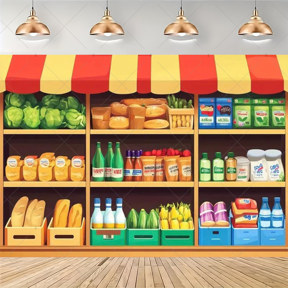 Colorful Supermarket Shelf Bac - مراجعة Party Event Supply Store وسعره