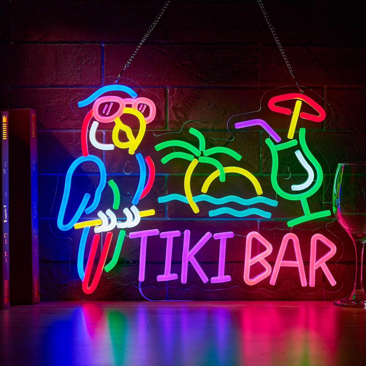 Tiki Bar Parrot Palm Tree Neon - مراجعة Neon Sign Party وسعره