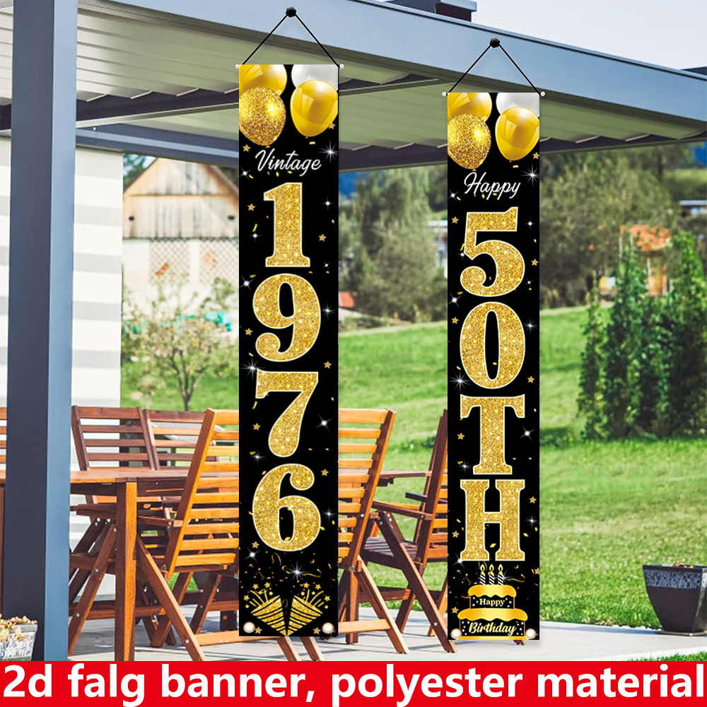 2D flat banner, 2pc birthday b - مراجعة Party Banner Gold وسعره