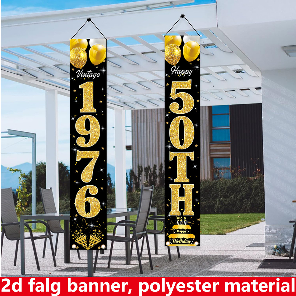 2D flat banner, 2pc birthday b - مراجعة Party Banner Gold وسعره