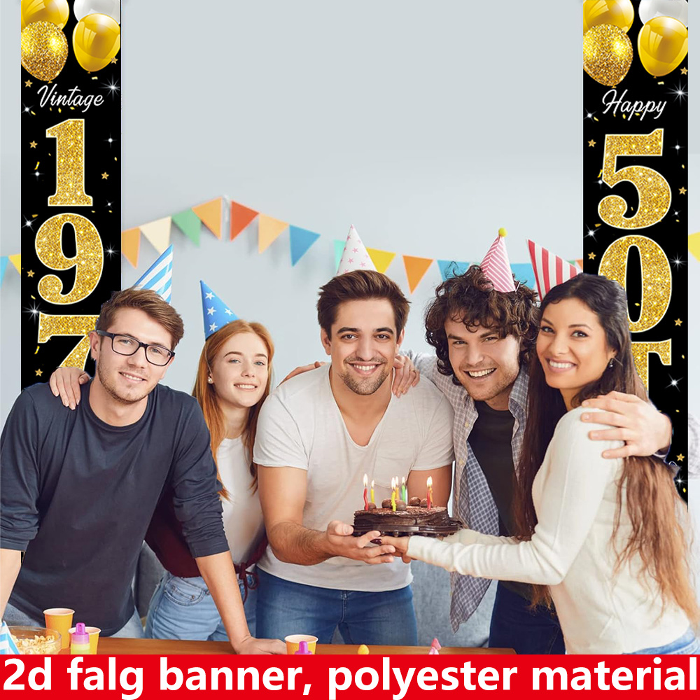 2D flat banner, 2pc birthday b - مراجعة Party Banner Gold وسعره