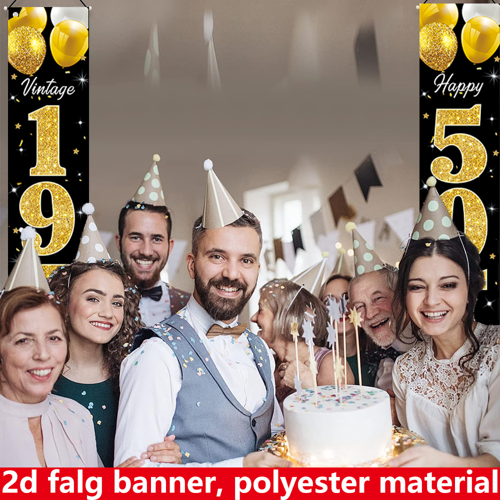 2D flat banner, 2pc birthday b - مراجعة Party Banner Gold وسعره