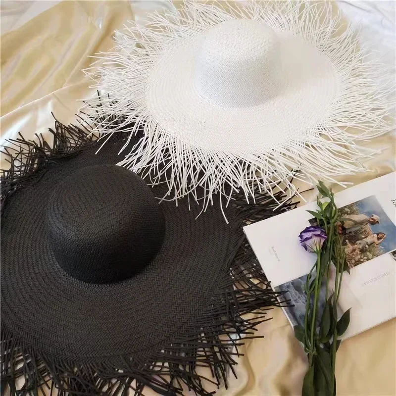 New Summer Wide-brimmed Solid  - مراجعة Paper Straw Color وسعره
